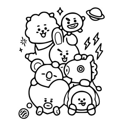 Термотрансфер Герои BT21 черный